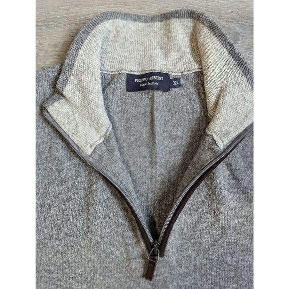 Filippo Riberti men's merino wool blend gray pull-over sweater XL - Picture 4 of 7